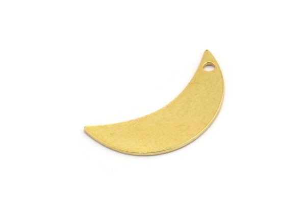 Brass Moon Charm, 12 Raw Brass Crescent Moon Charms With 1 Hole (23.5x7.5x0.60mm) A4966 Discount