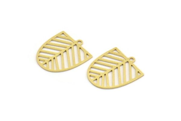 Brass D Shaped Charm, 12 Raw Brass D Shaped Charms With 1 Loop, Earrings, Findings (20x17.5x0.60mm) A4407 Cheap - Image 2
