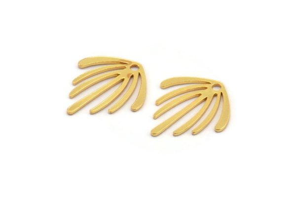 Gold Fringed Charm, 12 Gold Plated Brass Fringed Charms With 1 Hole (15x14x0.60mm) A3193 H0943 For Cheap