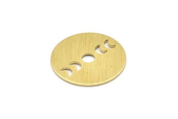Brass Moon Blank, 6 Textured Raw Brass Moon Phases Stamping Blanks (22x0.80mm) M02918 Discount - Image 2