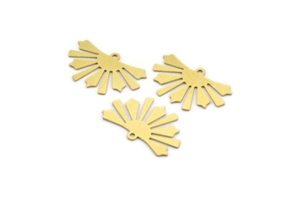Semi Circle Charm, 10 Raw Brass Rising Sun Charms With 1 Loop, Pendant Charms, Earring Findings (15x25x0.60mm) A4269 Online Sale - Image 3