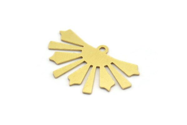 Semi Circle Charm, 10 Raw Brass Rising Sun Charms With 1 Loop, Pendant Charms, Earring Findings (15x25x0.60mm) A4269 Online Sale