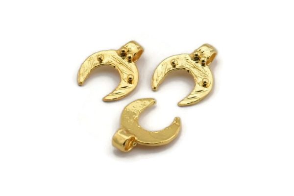 Gold Moon Charm, 2 Gold Plated Brass Crescent Moon Charms With 1 Loop, Pendants, Earring Findings (18x15x1.2mm) N2128 Hot on Sale - Image 2
